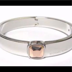 MICHAEL KORS Silver Bangle Bracelet Rose Crystal